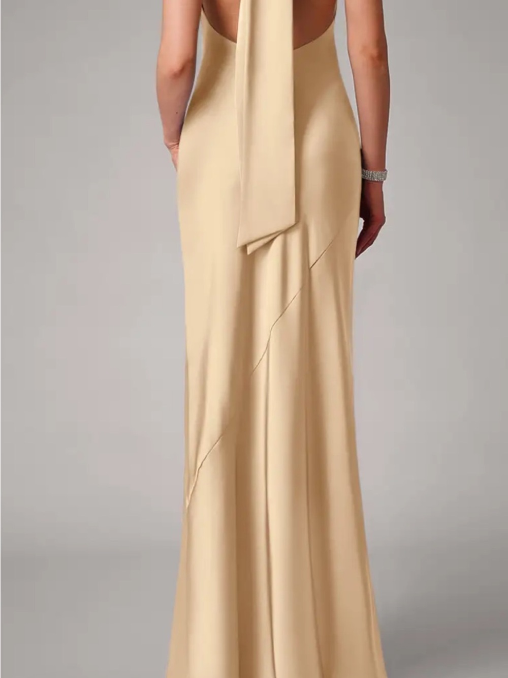 Elegant Cream Satin Maxi Dress